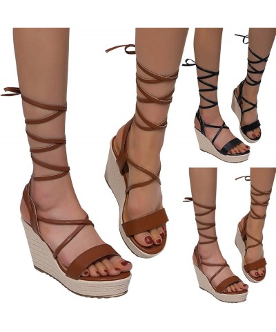 Wedge Sandals for Women Comfortable,Women Sandals Summer Espadrilles Platform Lace Up Sandals Comfortable Non Slip Beach Casu...