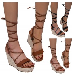 Wedge Sandals for Women Comfortable,Women Sandals Summer Espadrilles Platform Lace Up Sandals Comfortable Non Slip Beach Casu...