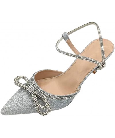 Women's Platform Sandals Espadrille Flatform Wedge Ankle Strap Open Toe Sandals 008 Silver $23.61 Pumps