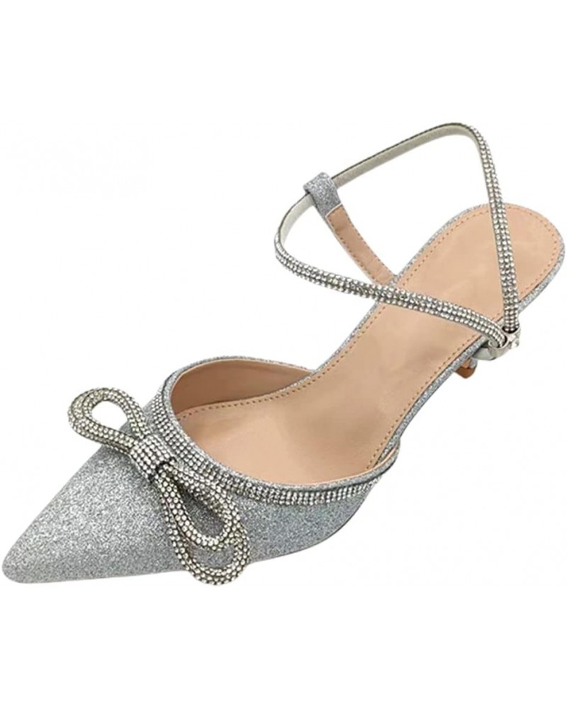 Women's Platform Sandals Espadrille Flatform Wedge Ankle Strap Open Toe Sandals 008 Silver $23.61 Pumps