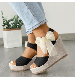 Womens Espadrilles Wedges Sandals Heels Open Toe Tie Lace Up Platform Ankle Strap Summer Dress Shoes Lightweight Summer E30-b...