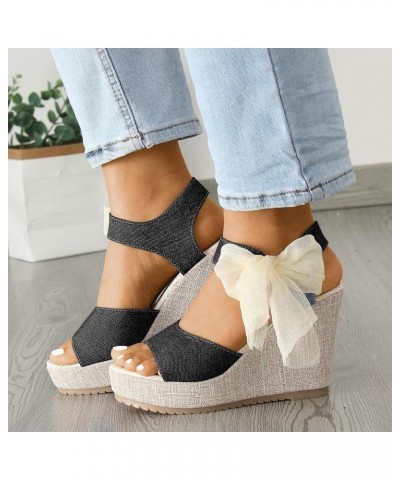 Womens Espadrilles Wedges Sandals Heels Open Toe Tie Lace Up Platform Ankle Strap Summer Dress Shoes Lightweight Summer E30-b...