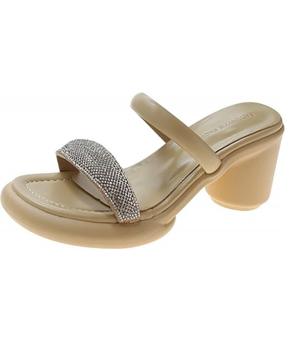 Women's Rhinestone Decorative Wedge Sandals Summer Slip on Thick Bottom Sandals Lightweight Arch Support Beach Yellow 7 $21.0...