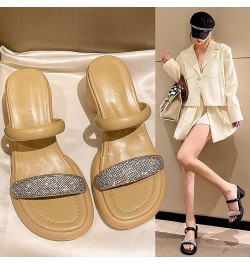 Women's Rhinestone Decorative Wedge Sandals Summer Slip on Thick Bottom Sandals Lightweight Arch Support Beach Yellow 7 $21.0...