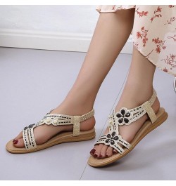 Slip on Sandals for Women, Women's Glitter Flat Low Wedge Sandal Flower Rhinestone Jeweled Boho Sandal Summer Casual Beach Op...