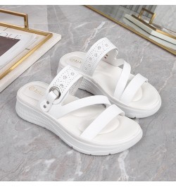 Womens Flat Sandals Sandals with Strappy for Women Summer Wedding Womens Sandals T-Strap Buckle Platform Sandals Women White ...