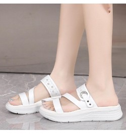 Womens Flat Sandals Sandals with Strappy for Women Summer Wedding Womens Sandals T-Strap Buckle Platform Sandals Women White ...