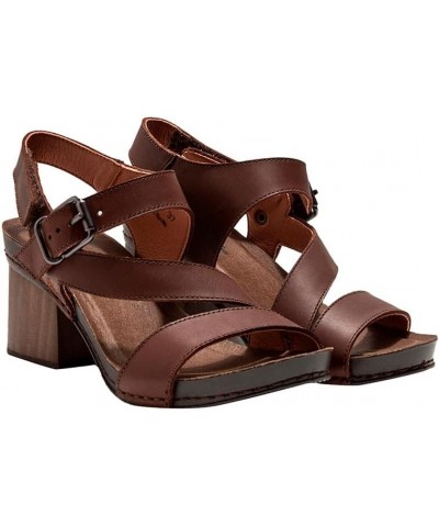 Women's Platform Heeled Sandal Brown $39.37 Sandals