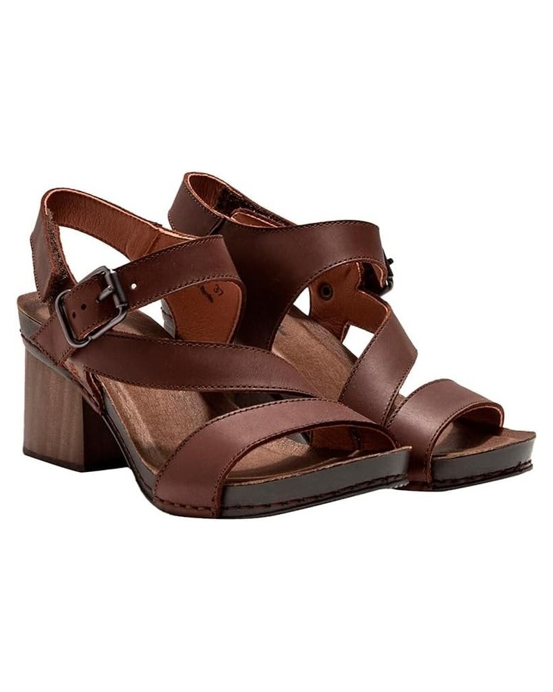 Women's Platform Heeled Sandal Brown $39.37 Sandals