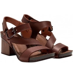 Women's Platform Heeled Sandal Brown $39.37 Sandals