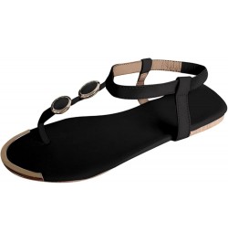 Sandals for Women Casual Summer Solid Women's Thong Sandals Slip on Flat Comfy Buckle Strap Dressy Sandals Open Toe Beach San...