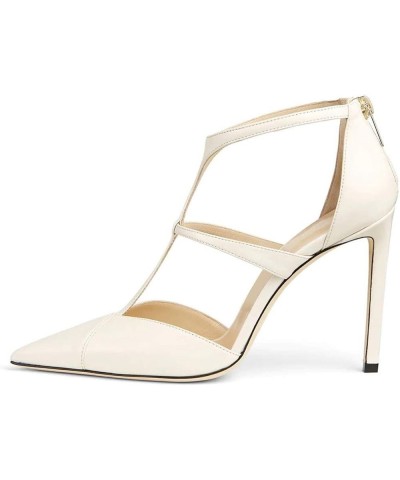 Women Elegant T-Strap Sandals Pointed Closed Toe Stiletto High Heel Ankle Strap Pumps Leather Ladies Sexy Party Dress Shoes w...