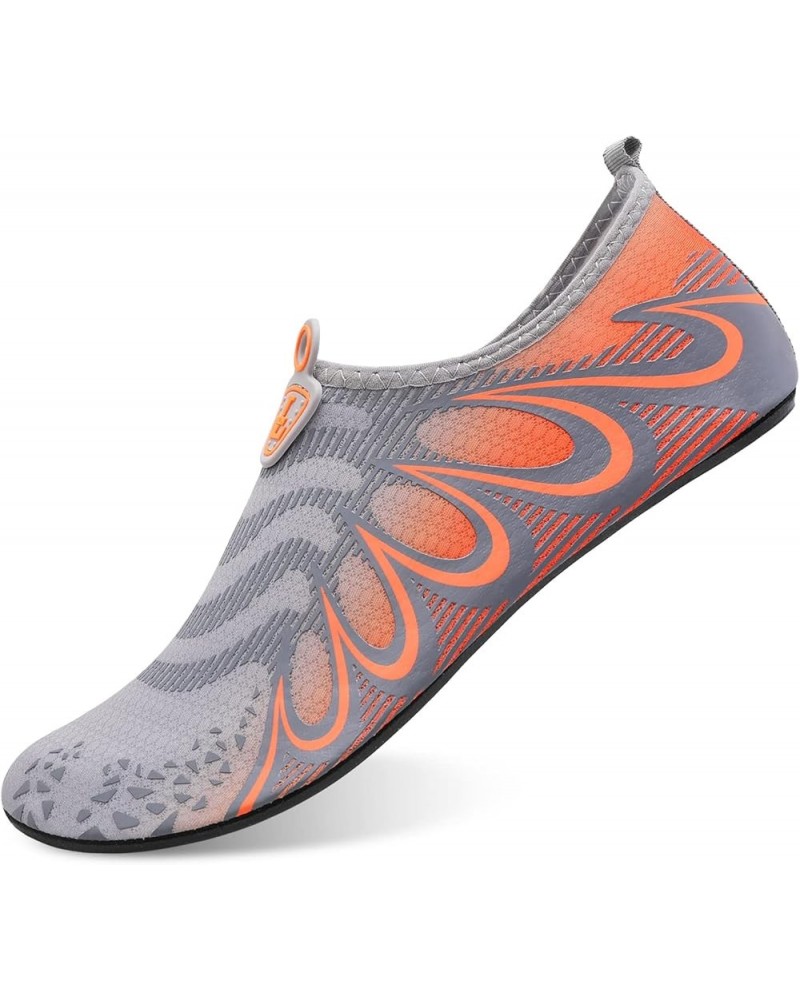 Women Water Shoes Mens Barefoot Skin Aqua Socks for Run Dive Surf Swim Beach Yoga Quick Drying G Grey Orange $9.68 Outdoor Shoes