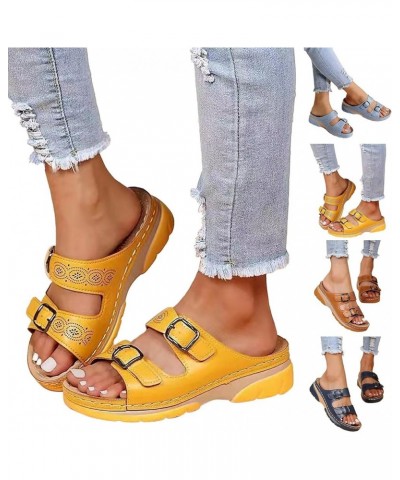 Wedges for Women Sandals Heels Strap Casual Open Toe Wedges Soft Bottom Breathable Slippers Shoes Womens Studded Sandals Bu2 ...