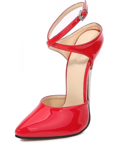 Plus Size Women's Red Slingback Pointed Toe Pumps 6.3inch Stiletto Heeled Sandals Sexy Pole Dance Stripper Crossdressing Club...