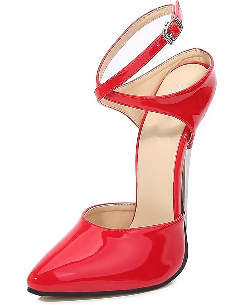 Plus Size Women's Red Slingback Pointed Toe Pumps 6.3inch Stiletto Heeled Sandals Sexy Pole Dance Stripper Crossdressing Club...