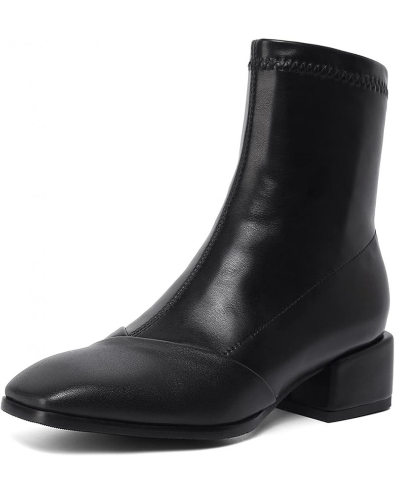 Women Block Mid Heel Fashion Chelsea Boots Black $30.84 Boots