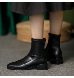 Women Block Mid Heel Fashion Chelsea Boots Black $30.84 Boots