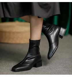 Women Block Mid Heel Fashion Chelsea Boots Black $30.84 Boots