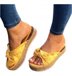 Summer Sandals for Women 2022 Bowknot Platform Sandals Comfortable Shoes Travel Summer Beach Shoes Sandals Yellow $10.36 Sandals