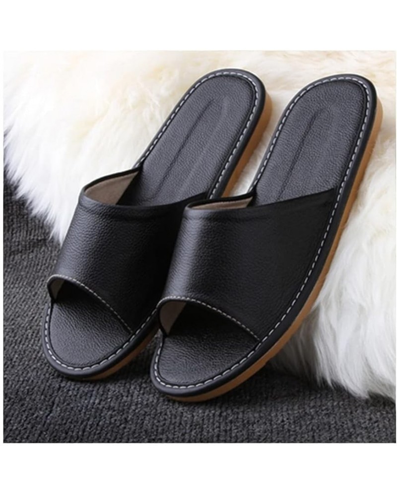 Leather Slippers Unisex, Comfy Premium Summer Sandals，Open Toes Indoor Slippers Leather Sandals Casual House Shoes Bedroom Sl...