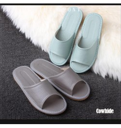 Leather Slippers Unisex, Comfy Premium Summer Sandals，Open Toes Indoor Slippers Leather Sandals Casual House Shoes Bedroom Sl...