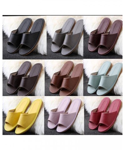 Leather Slippers Unisex, Comfy Premium Summer Sandals，Open Toes Indoor Slippers Leather Sandals Casual House Shoes Bedroom Sl...