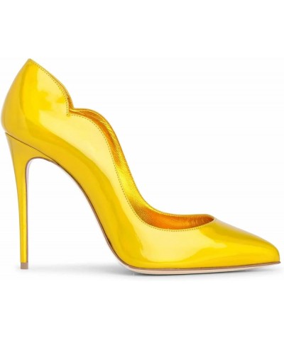 Women Pumps Sexy Pointed High Heel Patent Leather Classic Stilettos Slip On Office Office Lady Casual Dress Party Shoes Yello...