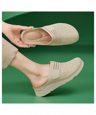 Cork Wedge Sandals for Women Women Summer Hollow Slip On Casual Round Toe Wedges Sandals for Women Comfortable Walking Beige ...