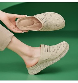 Cork Wedge Sandals for Women Women Summer Hollow Slip On Casual Round Toe Wedges Sandals for Women Comfortable Walking Beige ...