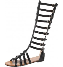 Strappy Sandals for Women Dressy, Womens Strappy Sandals Roman Knee High Sandals Summer Lace up Back Zipper Sandals Z2-black ...