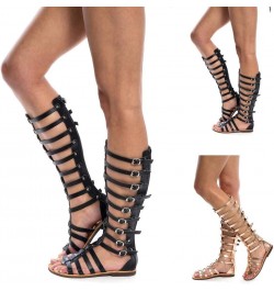 Strappy Sandals for Women Dressy, Womens Strappy Sandals Roman Knee High Sandals Summer Lace up Back Zipper Sandals Z2-black ...