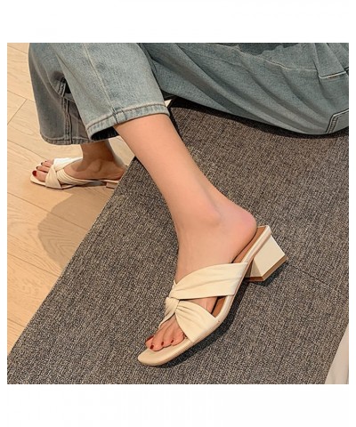 Flat Sandals For Women Chunky Square Toe Women Slippers Summer Sandals Pumps Women Shoes Slingback Flip Flops Female Cozy Sli...