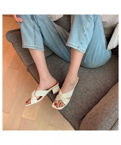 Flat Sandals For Women Chunky Square Toe Women Slippers Summer Sandals Pumps Women Shoes Slingback Flip Flops Female Cozy Sli...