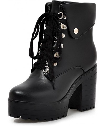 Platform Boots Goth Combat Boots Black White Brown Gothic Platform Boots Round Toe Chunky Block High Heel Booties 7black $24....