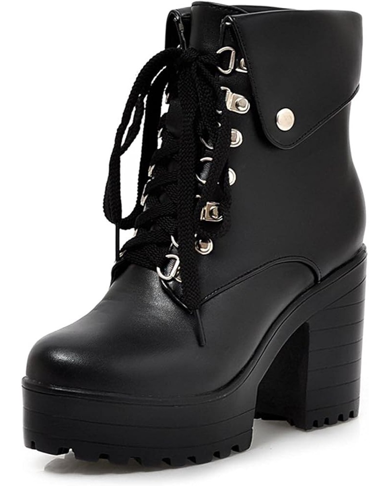 Platform Boots Goth Combat Boots Black White Brown Gothic Platform Boots Round Toe Chunky Block High Heel Booties 7black $24....