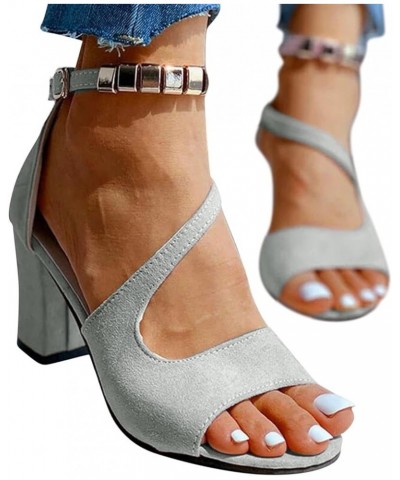 Sandals For Women Fashion High Heeled Sandals Summer With Glittering High Heels Sandals for Women Size 4.0 Grey $18.84 Sandals