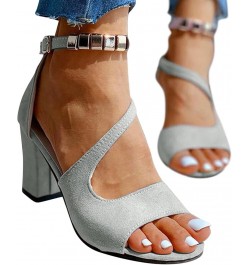 Sandals For Women Fashion High Heeled Sandals Summer With Glittering High Heels Sandals for Women Size 4.0 Grey $18.84 Sandals