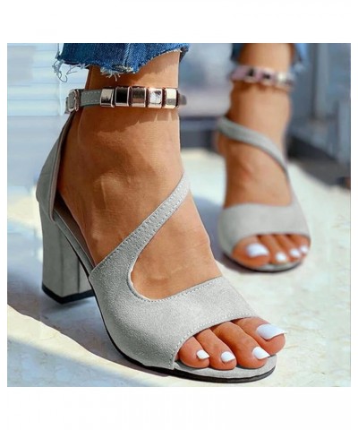 Sandals For Women Fashion High Heeled Sandals Summer With Glittering High Heels Sandals for Women Size 4.0 Grey $18.84 Sandals