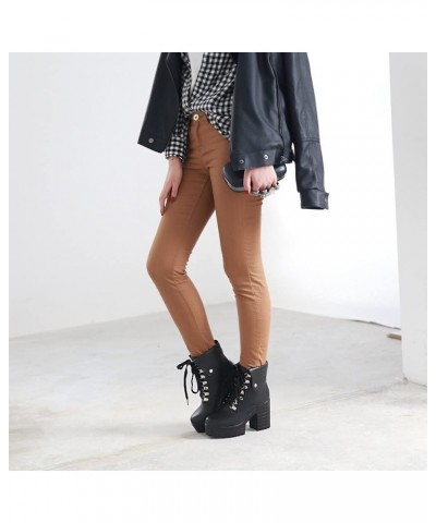 Platform Boots Goth Combat Boots Black White Brown Gothic Platform Boots Round Toe Chunky Block High Heel Booties 7black $24....