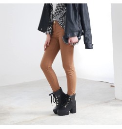 Platform Boots Goth Combat Boots Black White Brown Gothic Platform Boots Round Toe Chunky Block High Heel Booties 7black $24....