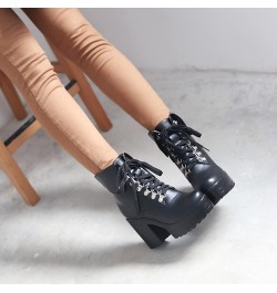 Platform Boots Goth Combat Boots Black White Brown Gothic Platform Boots Round Toe Chunky Block High Heel Booties 7black $24....