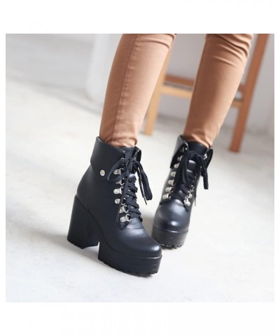 Platform Boots Goth Combat Boots Black White Brown Gothic Platform Boots Round Toe Chunky Block High Heel Booties 7black $24....