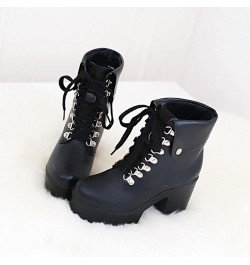 Platform Boots Goth Combat Boots Black White Brown Gothic Platform Boots Round Toe Chunky Block High Heel Booties 7black $24....