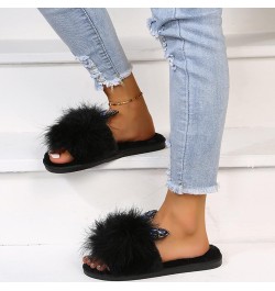 Indoor Outdoor Slippers Women Casual Warm Ears Women's Fashion Color Rhinestone Plush Cute Home Slippers Women Summer Black $...