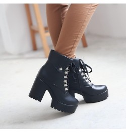 Platform Boots Goth Combat Boots Black White Brown Gothic Platform Boots Round Toe Chunky Block High Heel Booties 7black $24....