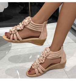 Sandals for Women Casual Summer, Womens Sandals Dressy Fashion New Flower Zipper Summer Lightweight Platform Sandals Pink $18...