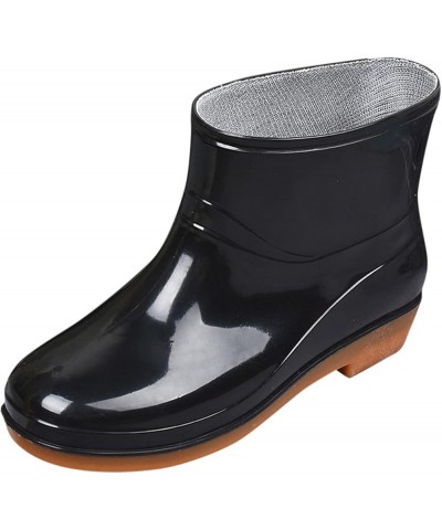 Women's Rain Boots Waterproof Rubber Rain Shoes for Ladies Mid Calf Garden Boots with Comfort Insole Rain Boots Black 4 $12.0...