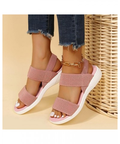 Flats Sandals for Women Summer Slingback Mesh Sport Sandals Comfy Breathable Knit Sandals Casual Stretch Open Toe Walking Sho...