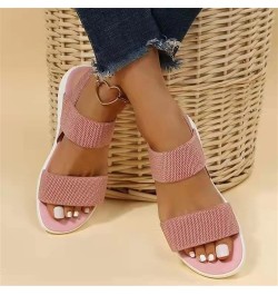 Flats Sandals for Women Summer Slingback Mesh Sport Sandals Comfy Breathable Knit Sandals Casual Stretch Open Toe Walking Sho...